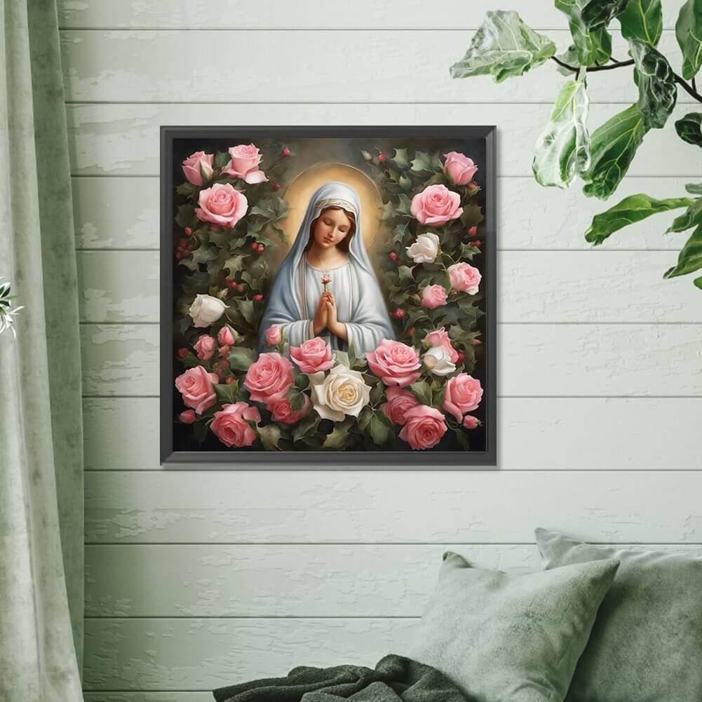 Virgin Mary And Rose 5D DIY Diamond Painting Kit