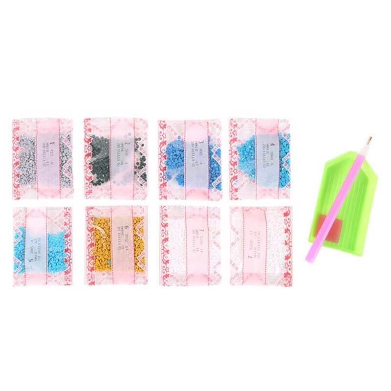 Kit de adesivos de pintura de diamante DIY de 12 PCS - Cartoon Girls In Pink