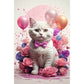 5D DIY Butterfly Diamond Painting Kit - Full Round / Square - White Cat With Bow