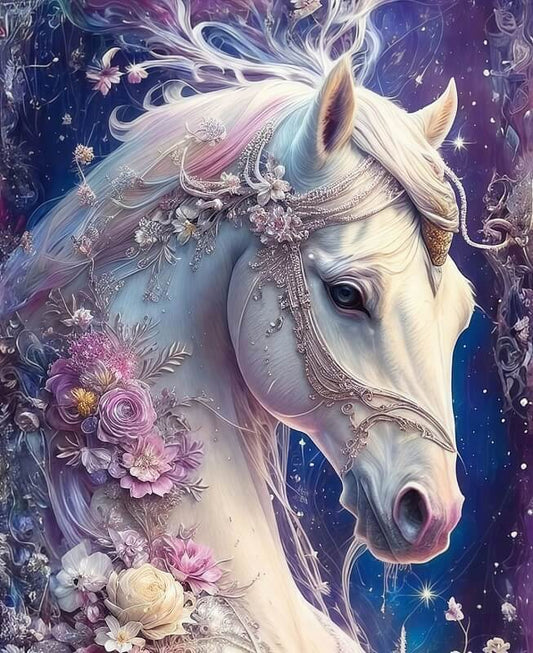 White Horse diamond painting kit