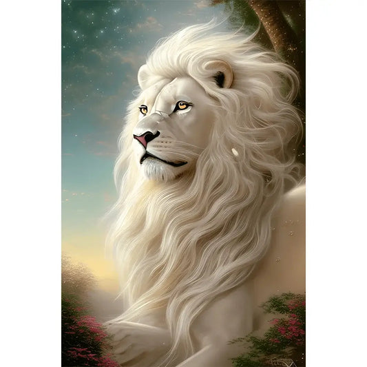 White Lion 5D DIY Diamond painting