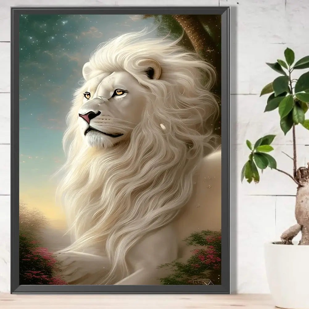 White Lion 5D DIY Diamond painting Kit