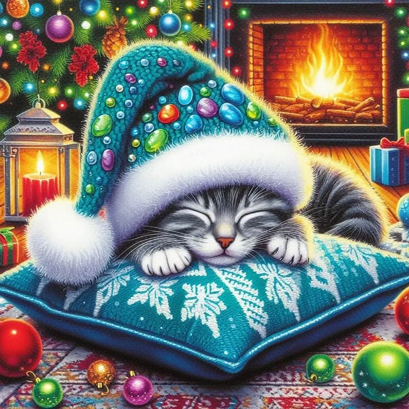 Xmas Cat Diamond Art Kit