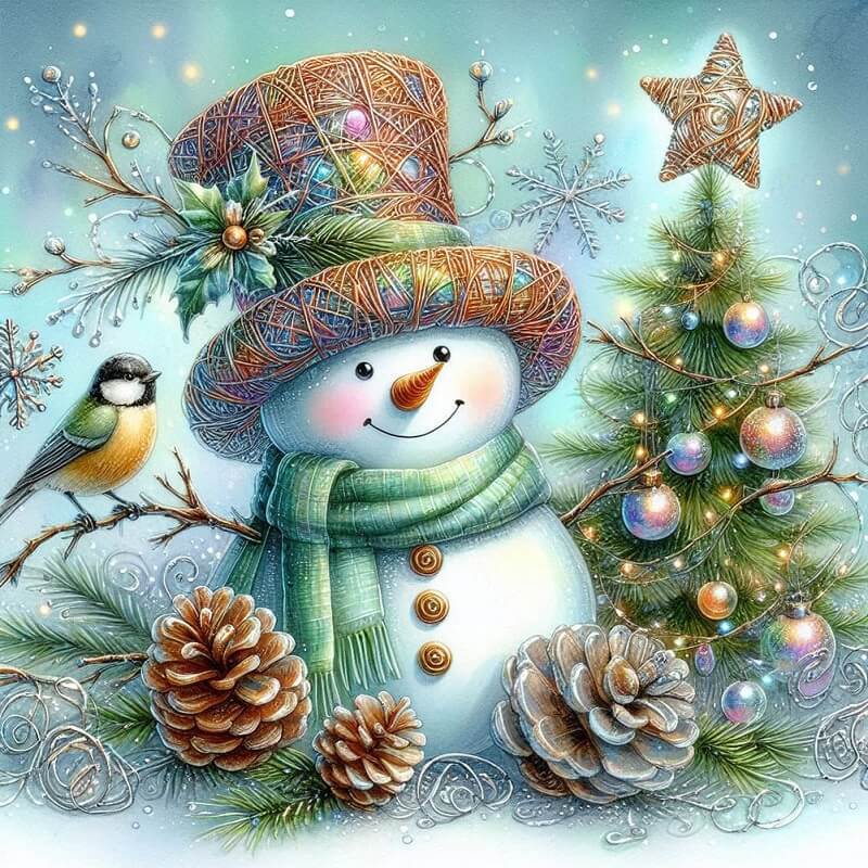 Xmas Snowman Diamond Art