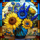 Diamond Painting - Full Round / Square - Stained Glass Sunflower Vase