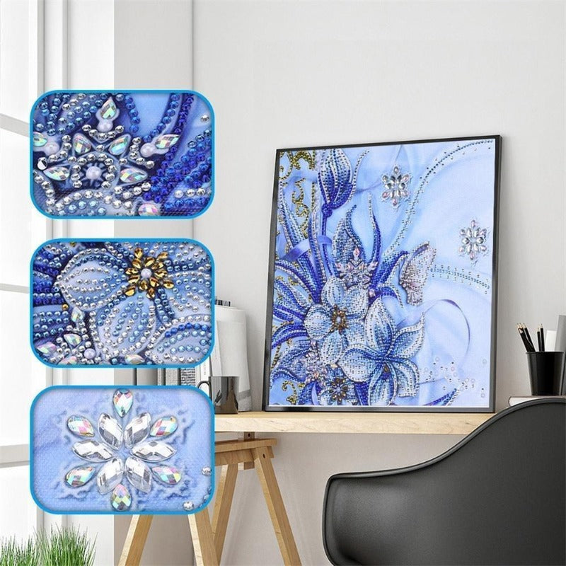 30*30 cm DIY 5D Crystal Rhinestone Diamond Painting Kit Butterfly Flower