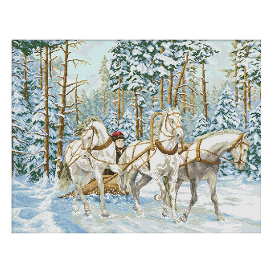 14ct Stamped Cross Stitch Snow Carriage(65*52cm)