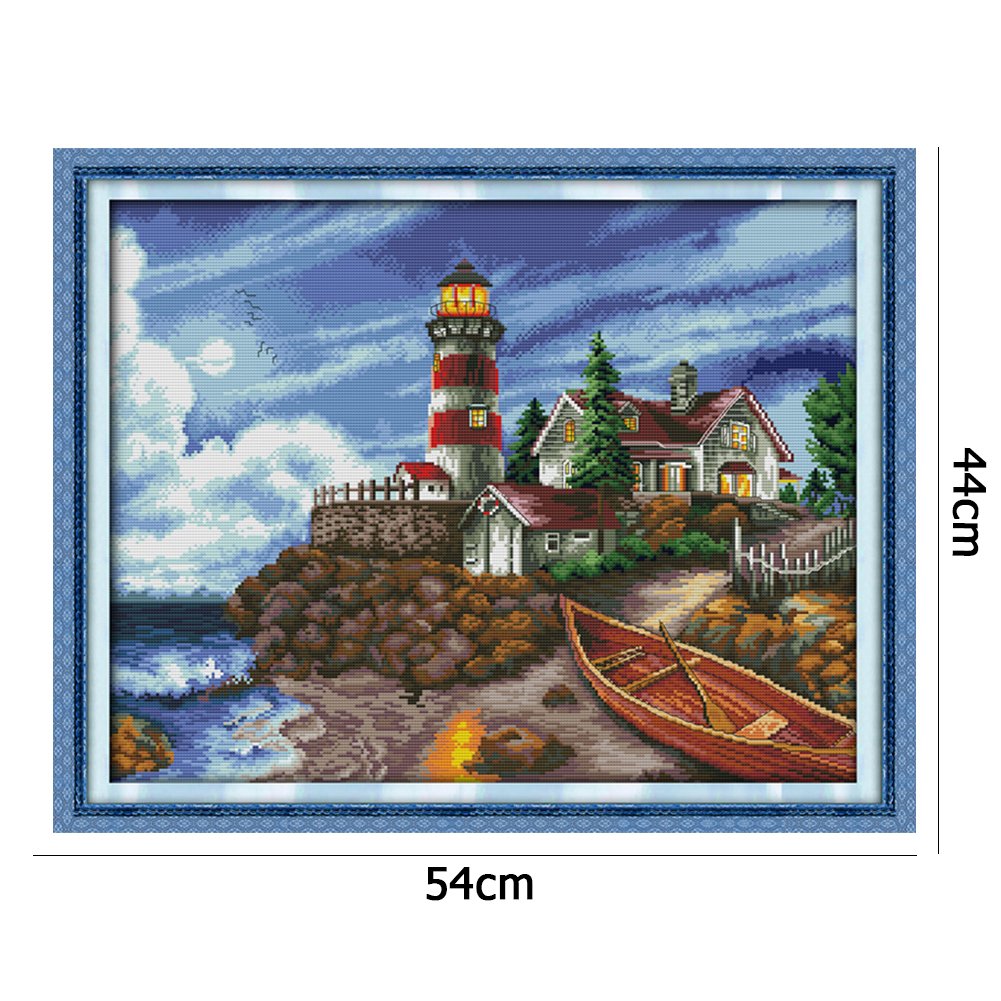 14ct Stamped Cross Stitch - Seaside Lighthouse (54*44cm)