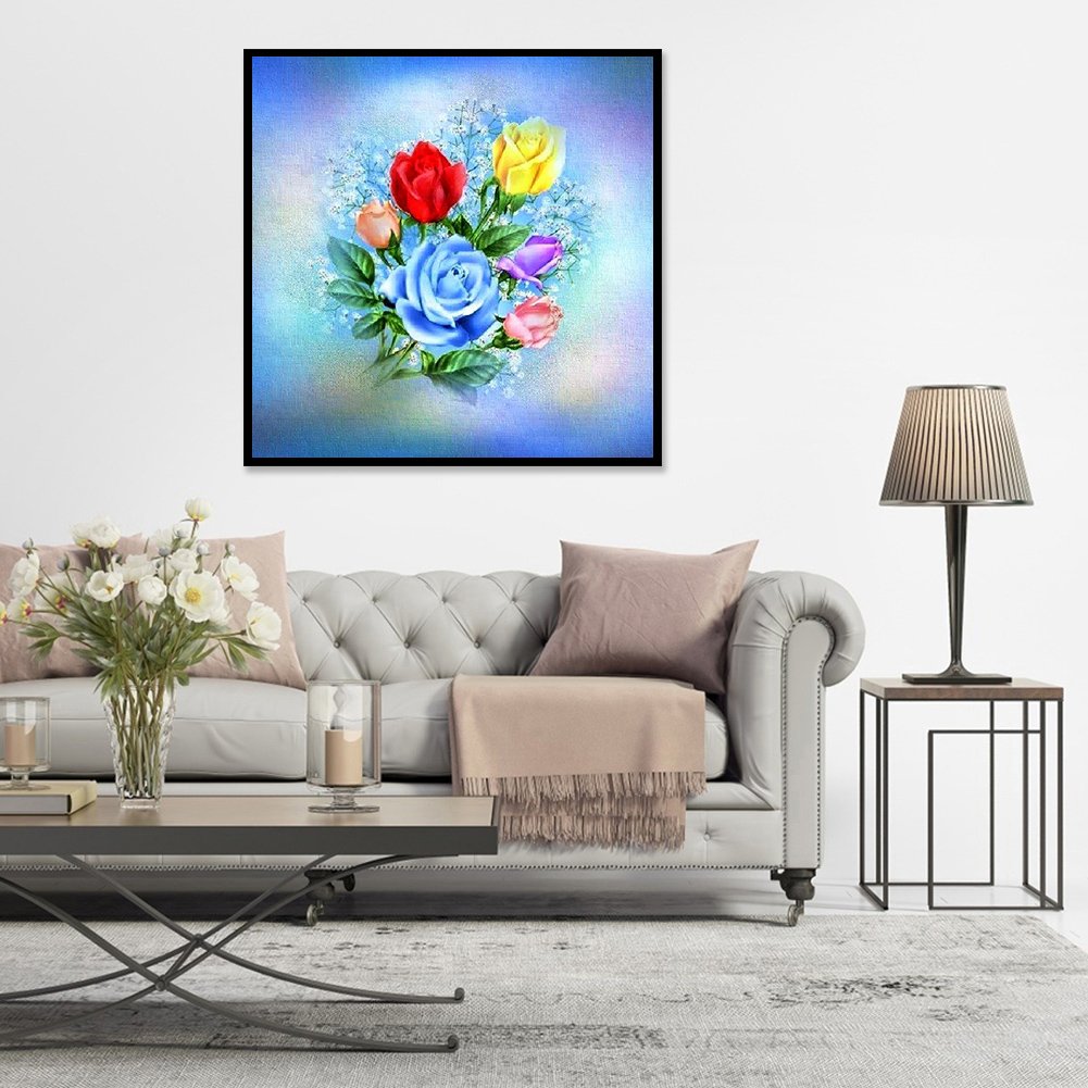 Pintura de diamantes - Ronda completa - Flores C