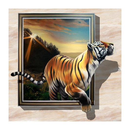 5D Diy Diamond Painting Kit Full Round Beads Tiger In The Picture