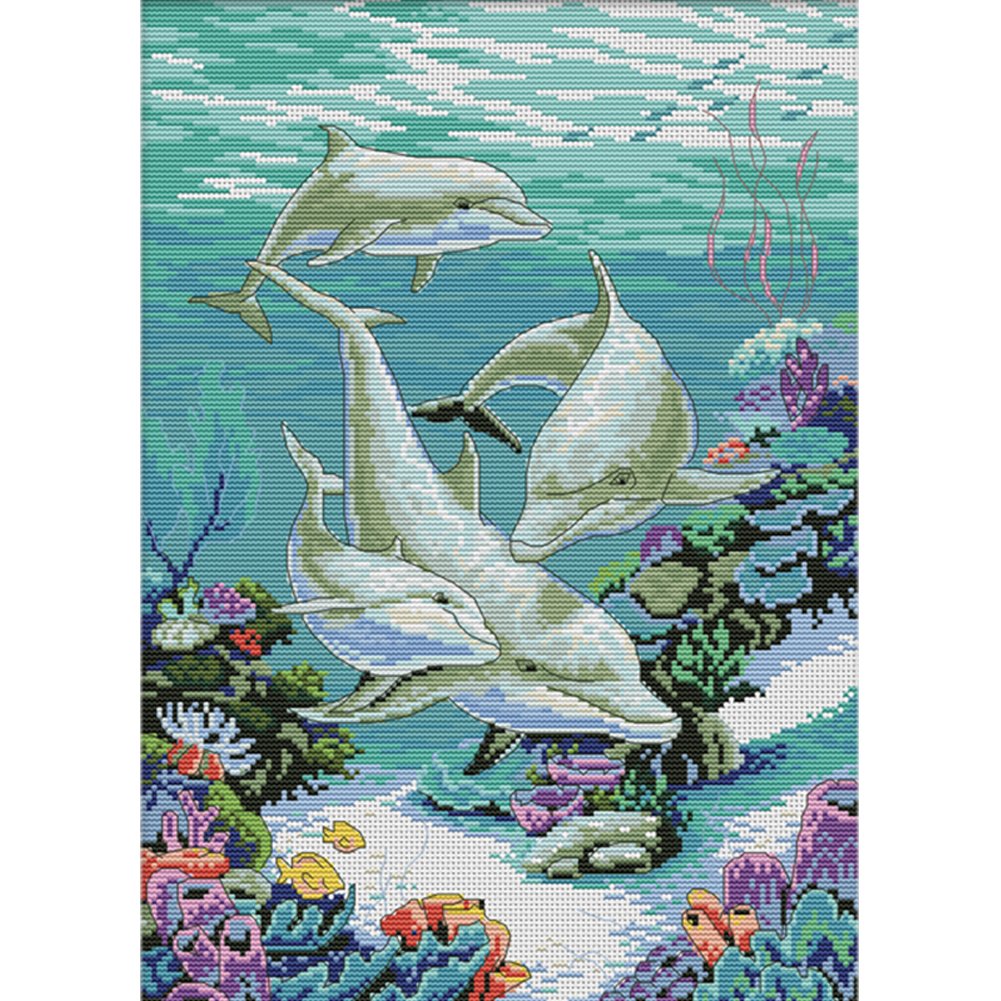 11ct Stamped Cross Stitch Undewater World(40*54cm)