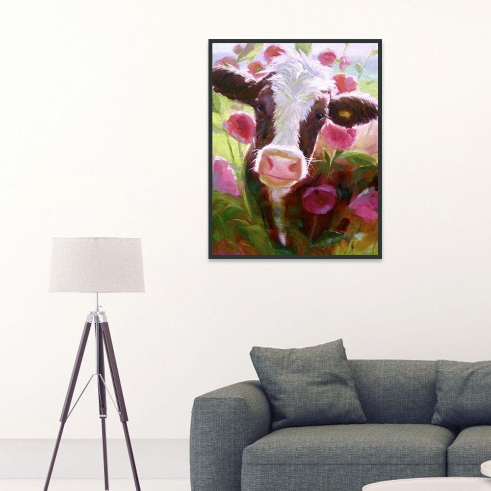 Pintura de diamante - Redondo completo - Flor de vaca