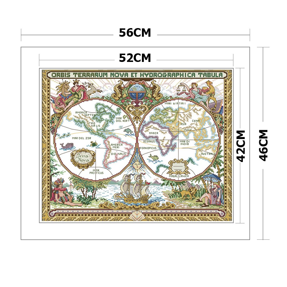 11ct Stamped Cross Stitch - World Map(56*46cm)