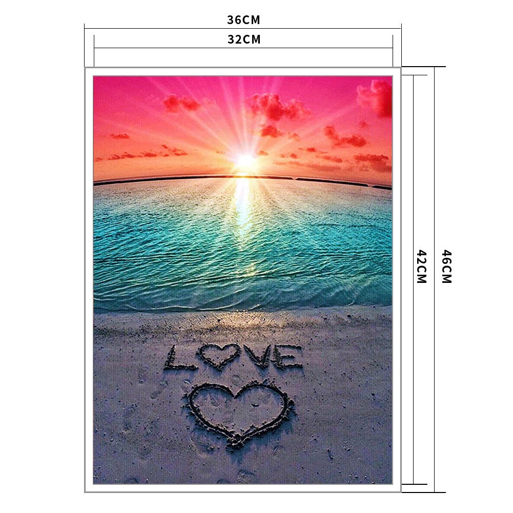 Ponto Cruz Estampado 11ct - Praia Romântica LOVE (36*46cm)