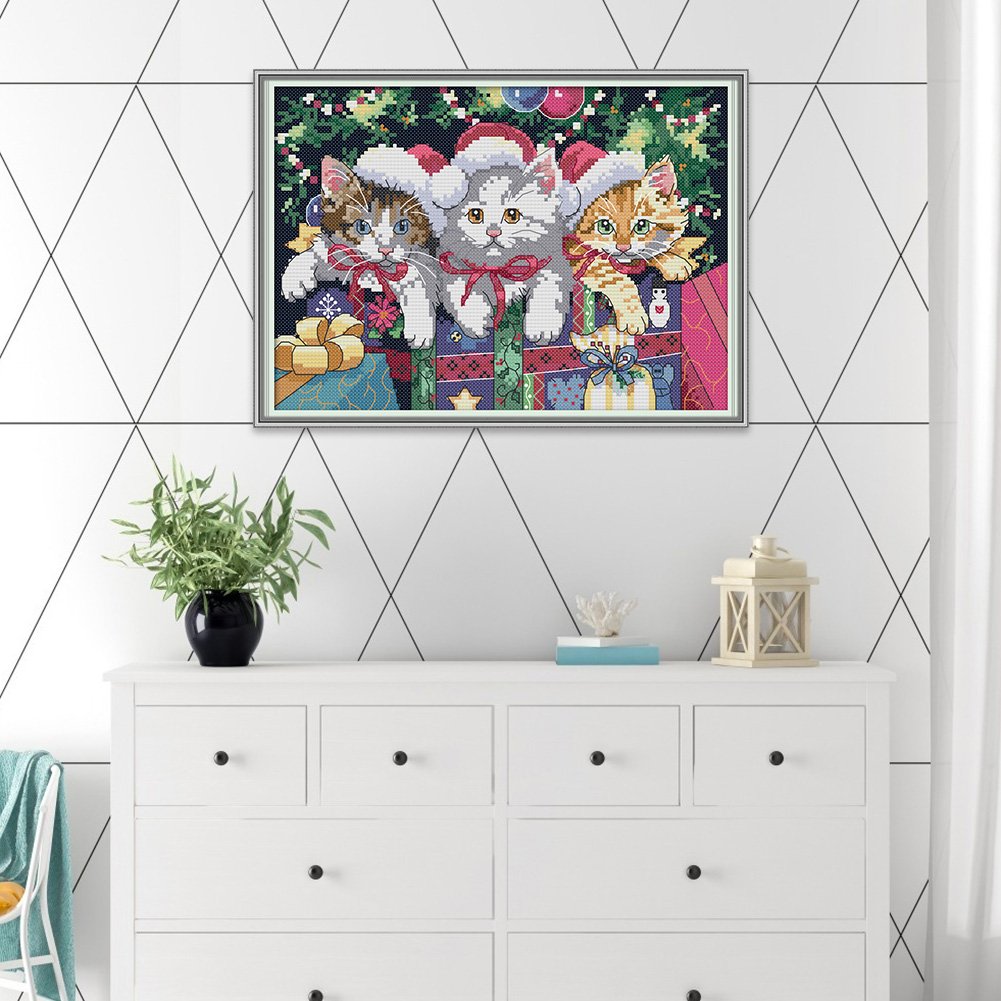 14ct Stamped Cross Stitch - Christmas Cats (30*21cm)