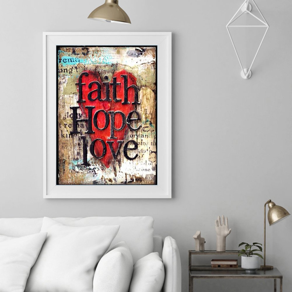 Diamond Painting - Full Round -Faith Hope Love