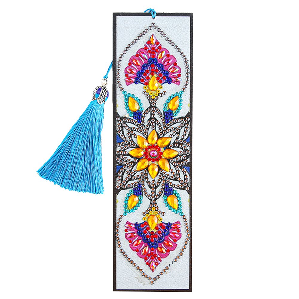 Mandolin Flowers Diamond Painting Bookmark DIY Leather Tassel Book Marks