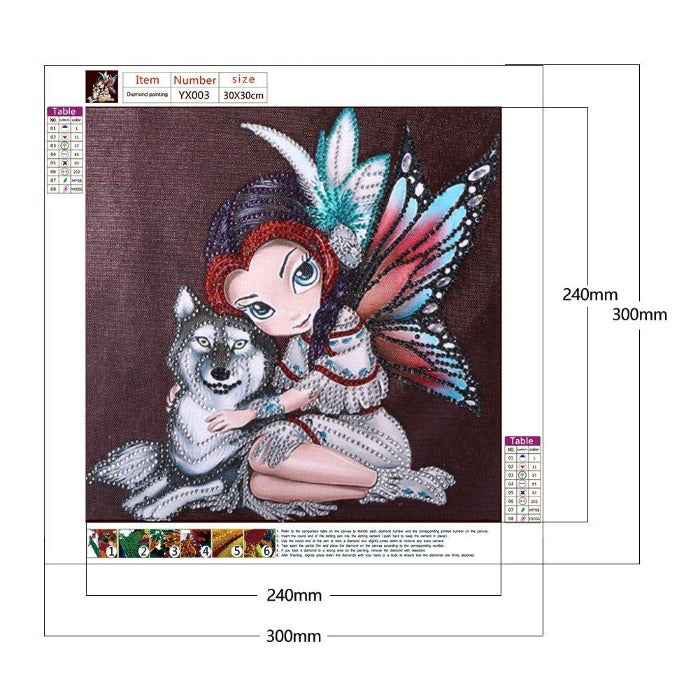 Elf girl petting wolf Crystal Rhinestone Diamond Painting