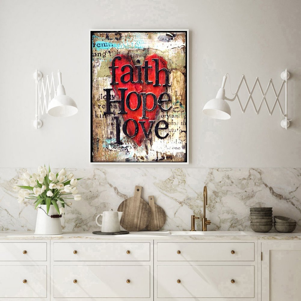 Diamond Painting - Full Round -Faith Hope Love