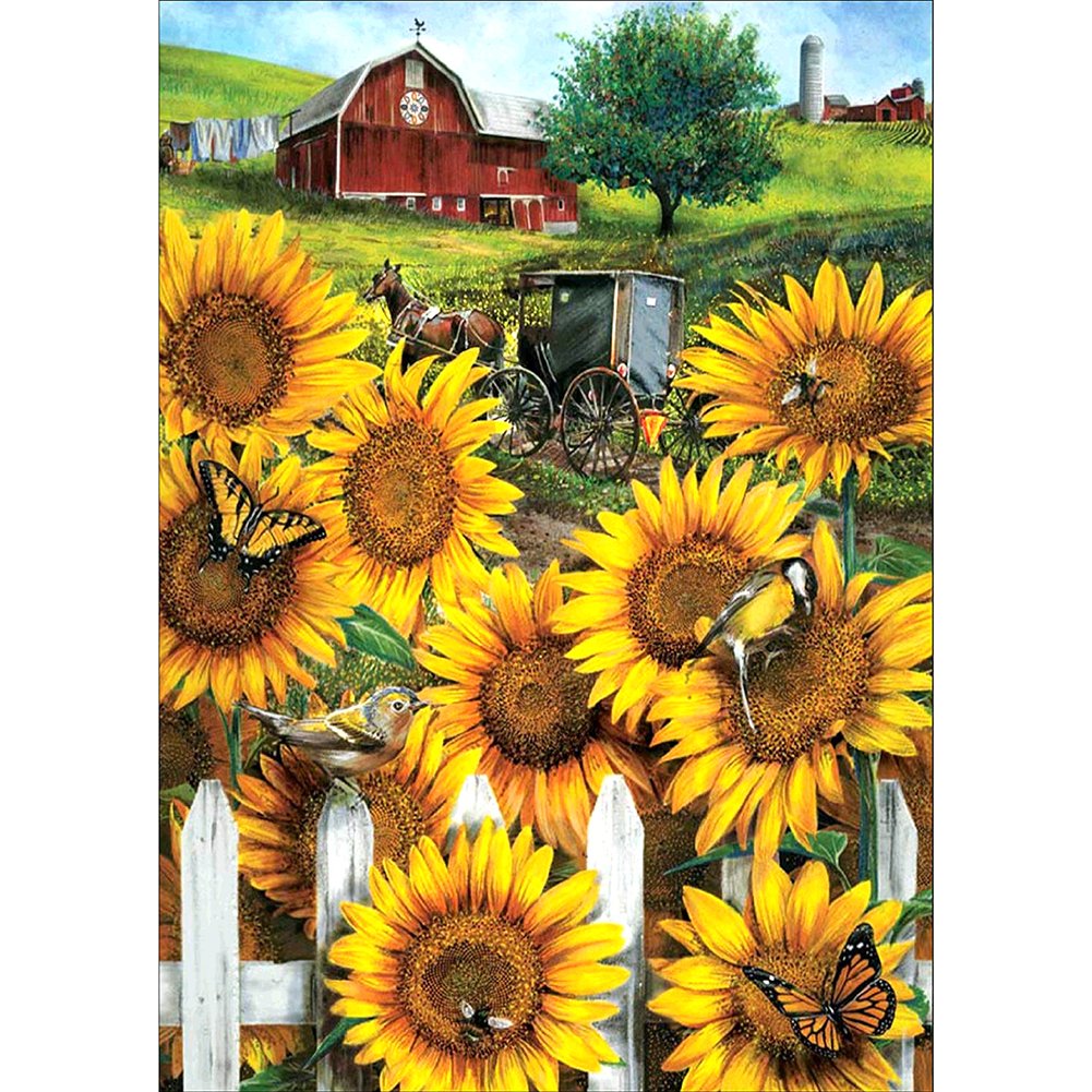 11ct Stamped Cross Stitch Garden Sunflower