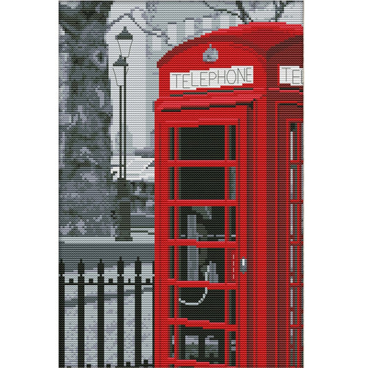 14ct Stamped Cross Stitch Telephone Booth (38*28cm)