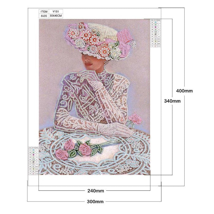 Home Craftology DIY 5D Diamond Painting Kits Crystal Rhinestone Lady with Bowler Hat