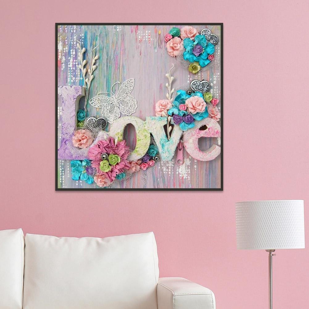 Diamond Painting - Full Round - Love Flower Butterfly
