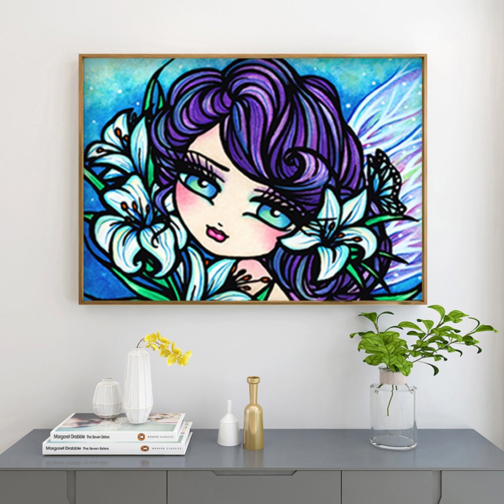 Diamond Painting - Full Round - Girl with Big Eyes A