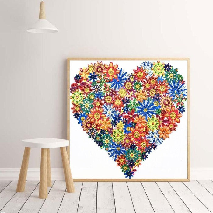 5D Diamond Painting (Part Drill) Crystal Rhinestone Flower Heart