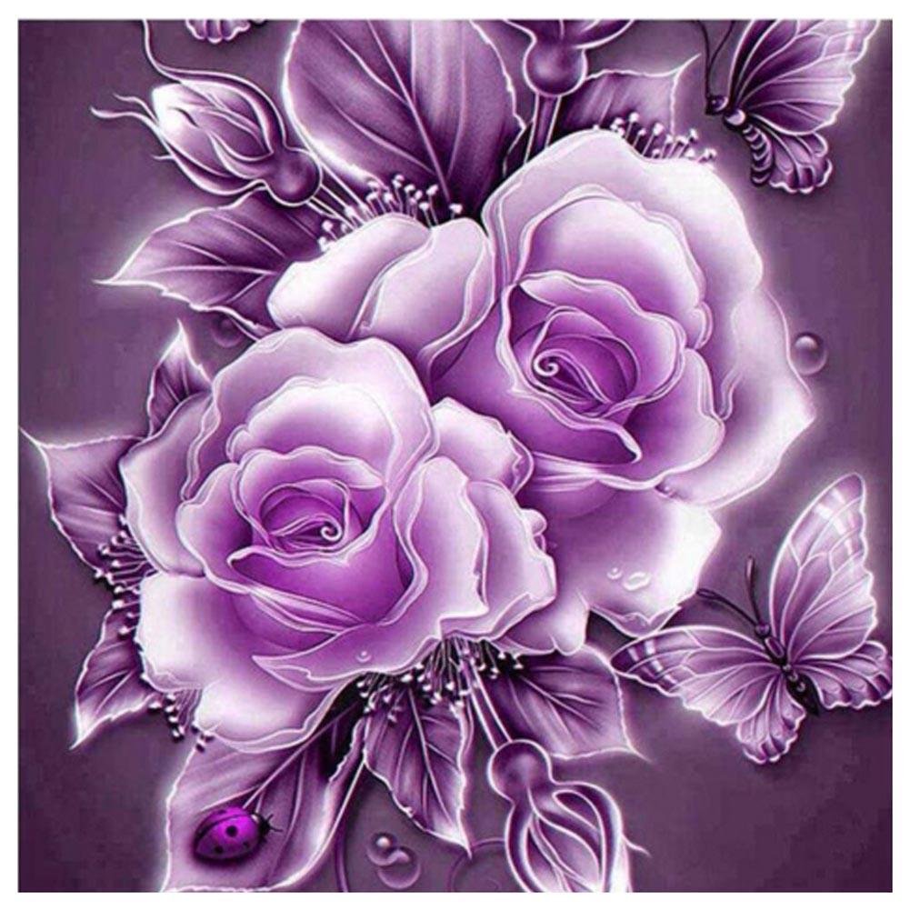 Diamond Painting - Partial Round - Purple Rose 1