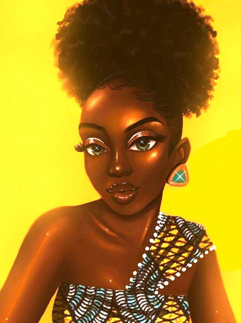 African Women Full Round Beads Art