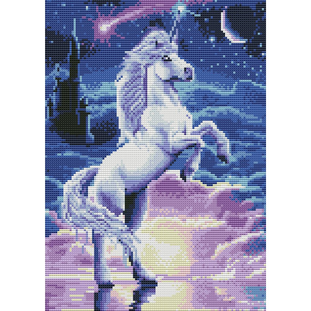 11ct Stamped Cross Stitch Night Horse (30*40cm)