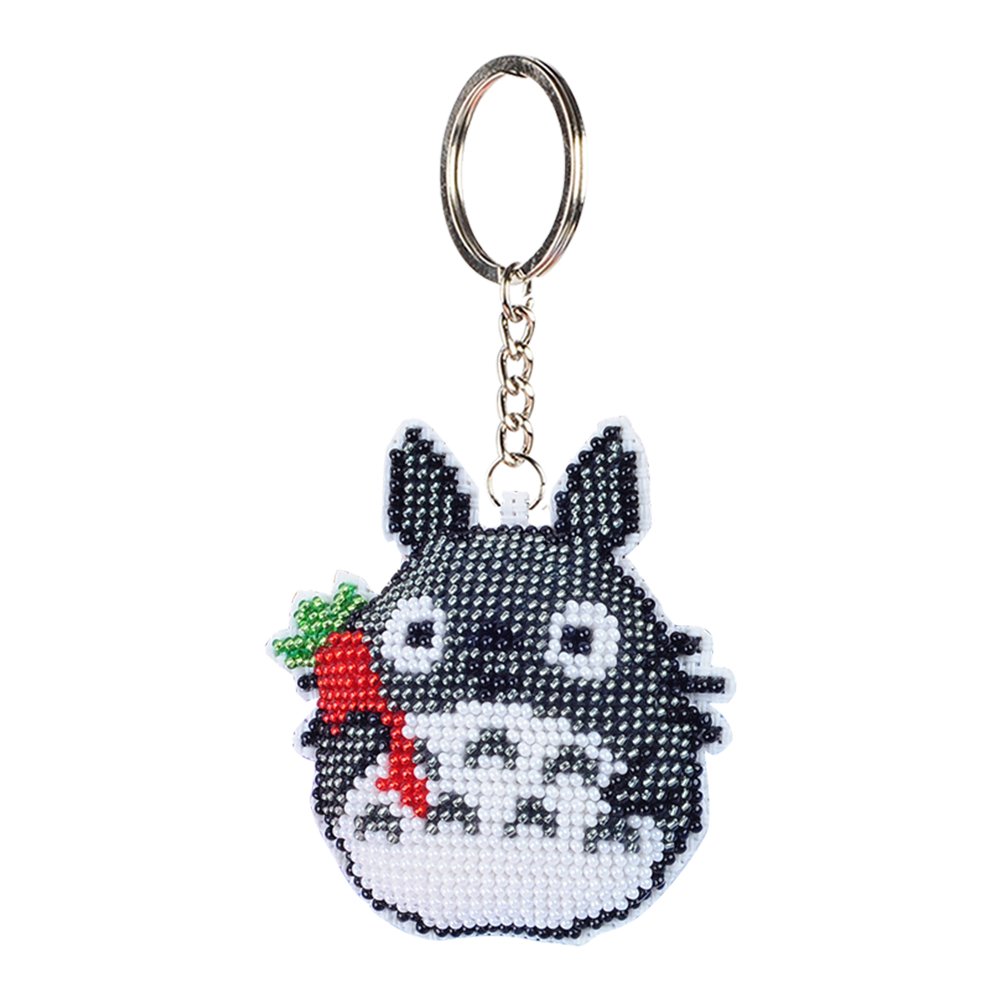 Stamped Beads Cross Stitch Keychain Carrot Cat 
