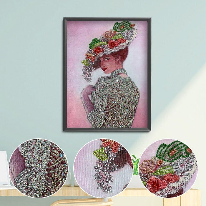 Special Drill Diamond Painting Crystal Rhinestone Top Hat Lady