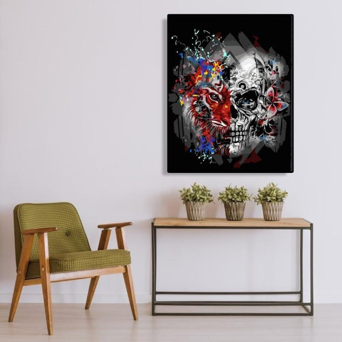 DIY Paint By Number Oil Painting Abstract Skull Home Wall Decor