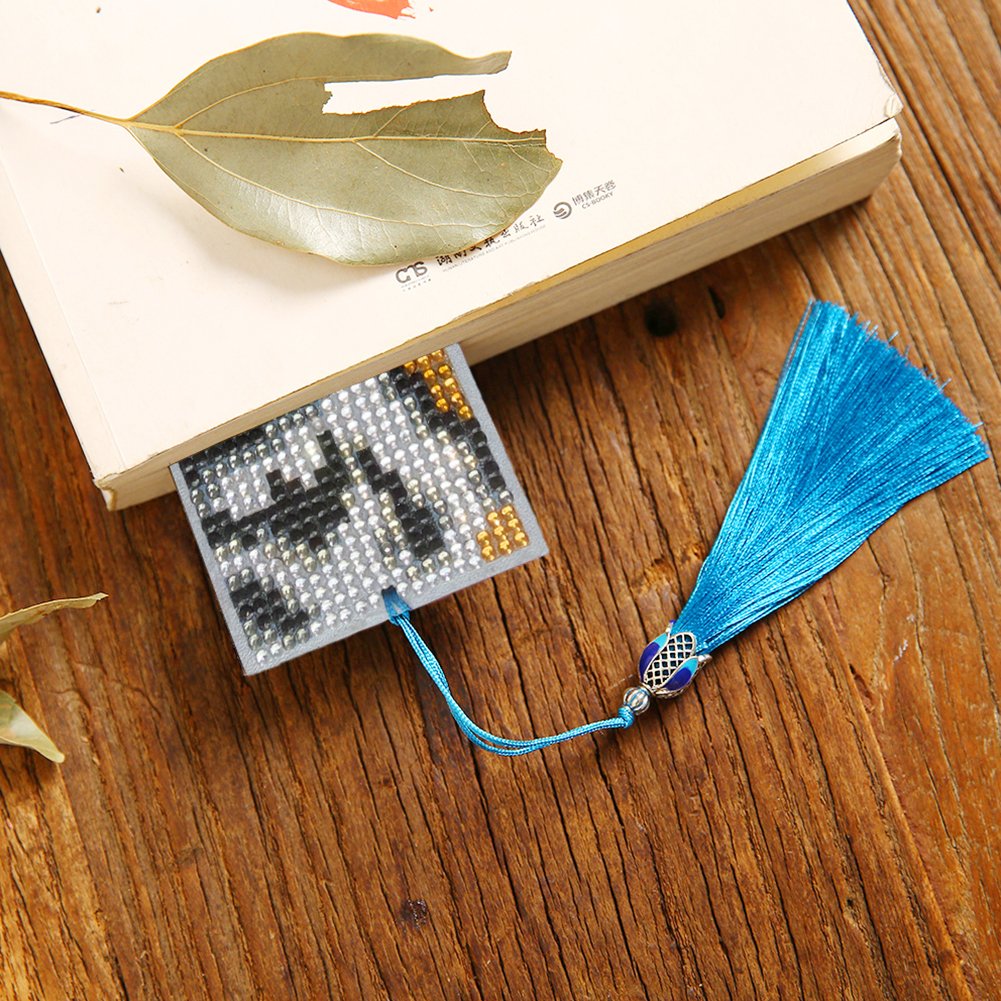 DIY Diamond Painting Bookmark with Tassel Tiger