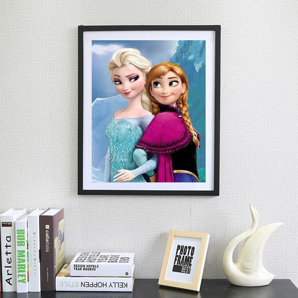 Pintura Diamante - Rodada Completa - Princesa Elsa e Anna