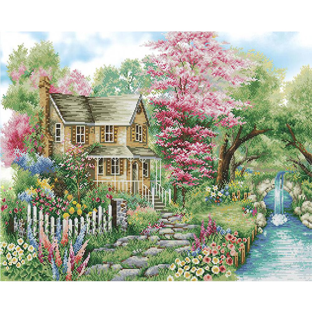 11ct Stamped Cross Stitch Mountain House (50*40cm)