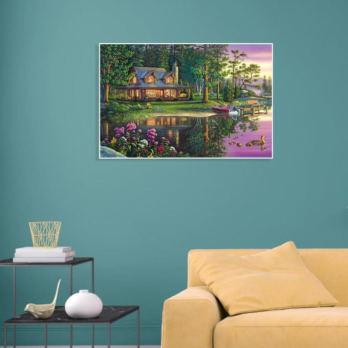 River House Hand Painted Canvas Oil Art Picture Craft Home Wall
