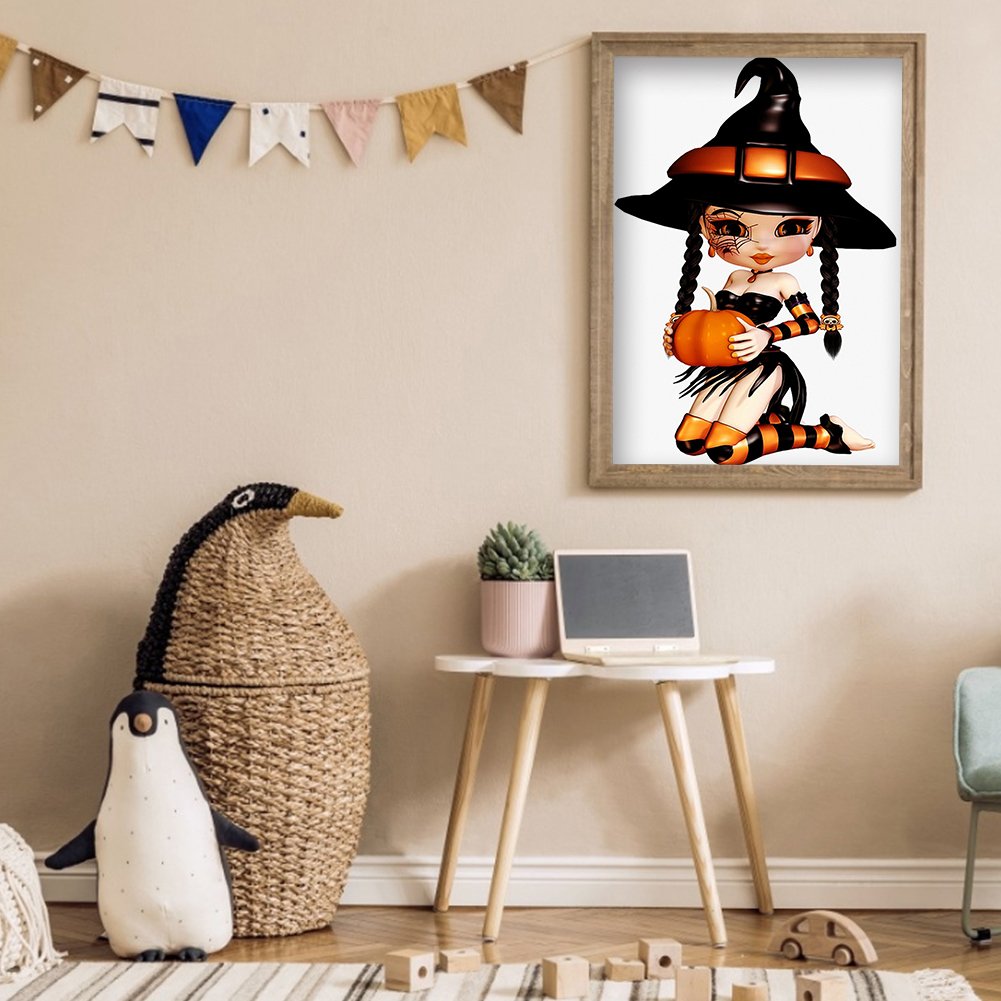 11ct Stamped Cross Stitch - Cartoon Witch ( 30*40cm)