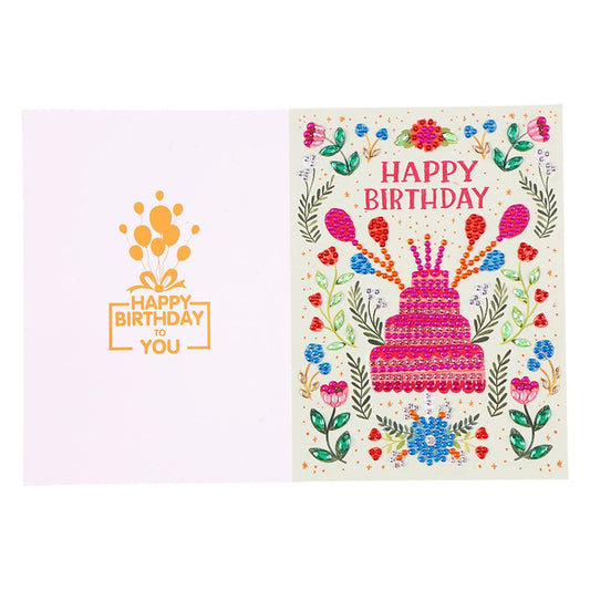 Cake DIY Diamond Beads Painting Happy Birthday Postcard