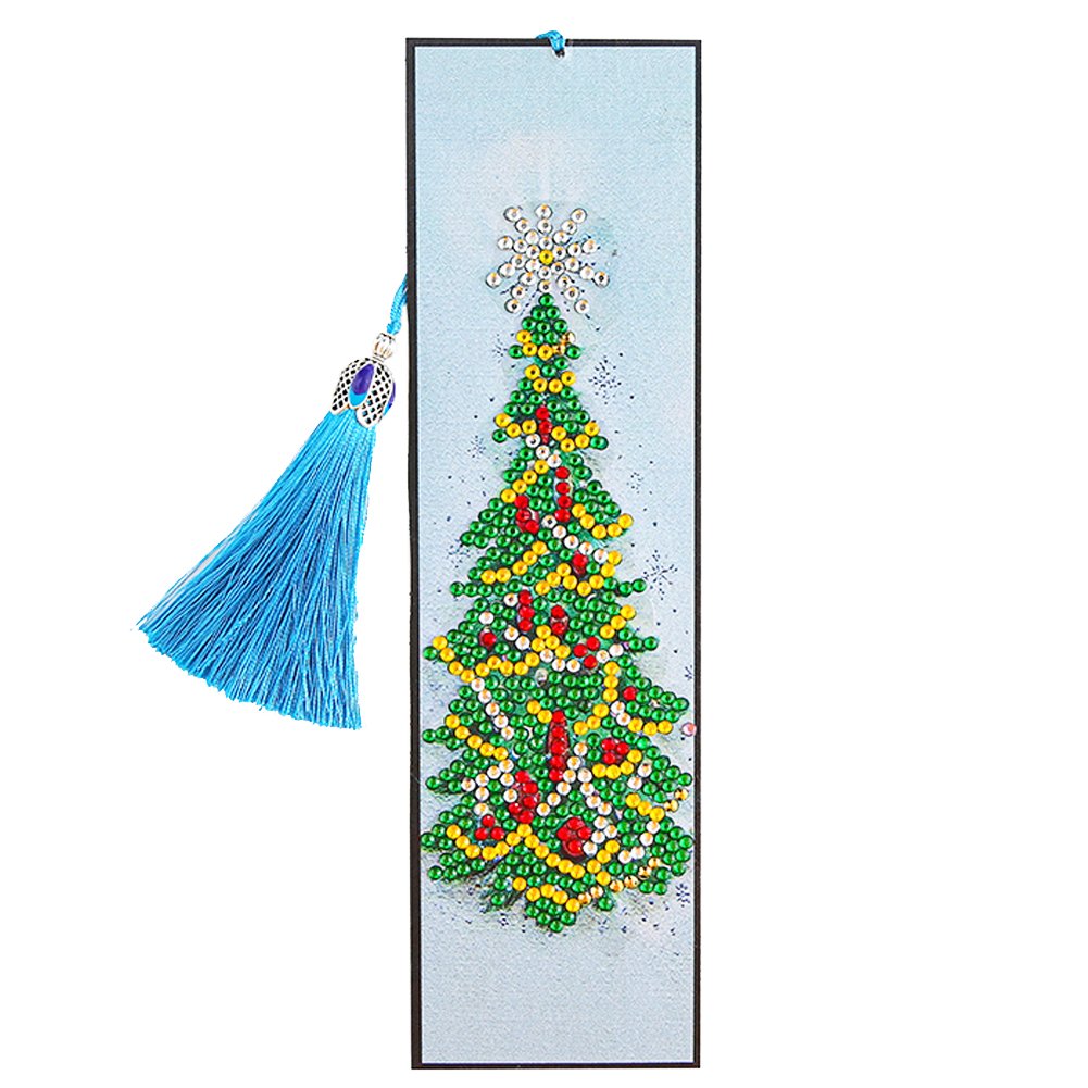 Christmas Trees Diamond Painting Bookmark DIY Leather Tassel Book Marks