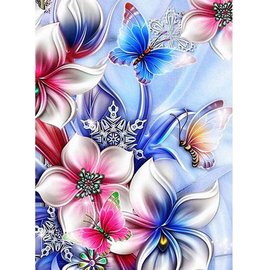 Diamond Painting Partial Round Flower Butterfly
