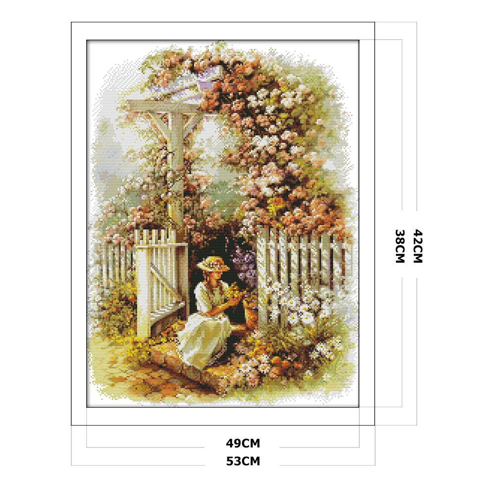 14ct Stamped Cross Stitch -  Garden Girl ( 42*53cm)