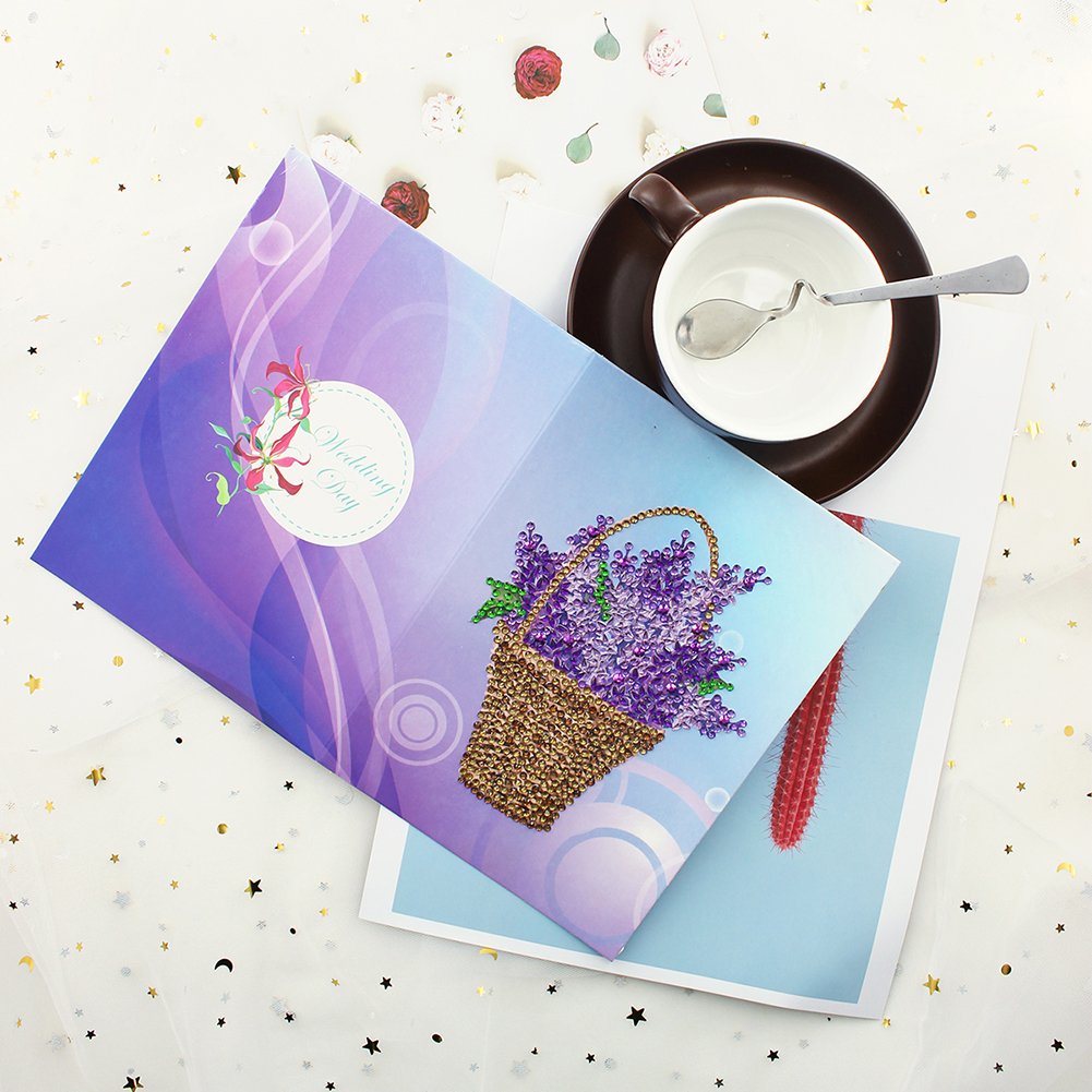 DIY Diamond Painting Greeting Card - Purple Flower