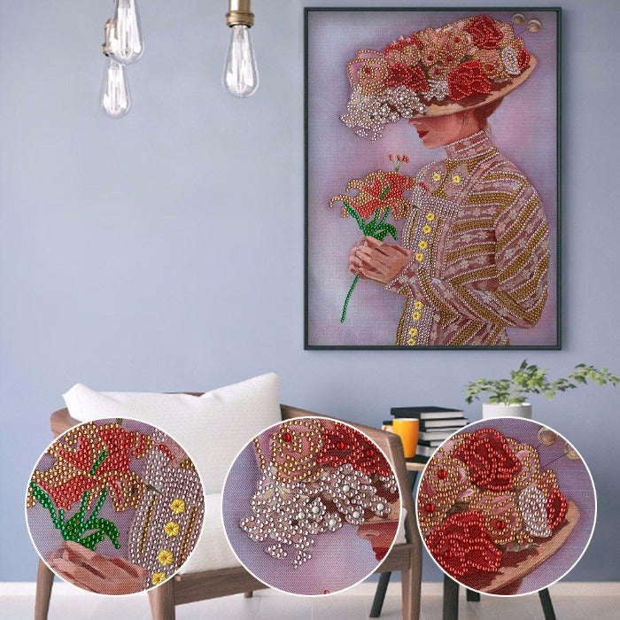 Diamond Painting Wall Art Picture of Rhinestone   Top Hat Lady