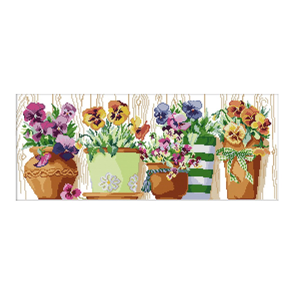 14ct Stamped Cross Stitch Potted Plants