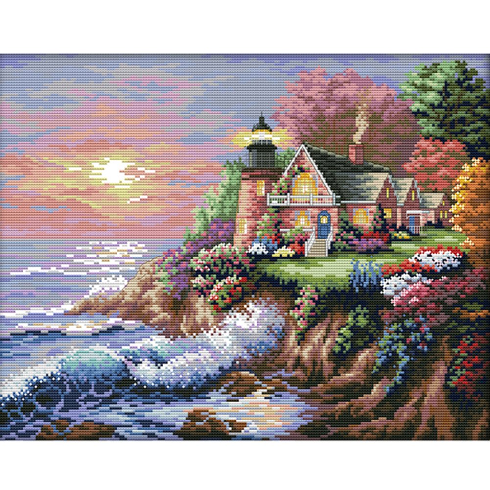 14ct Stamped Cross Stitch Seaside Lighthouse (44*36cm)