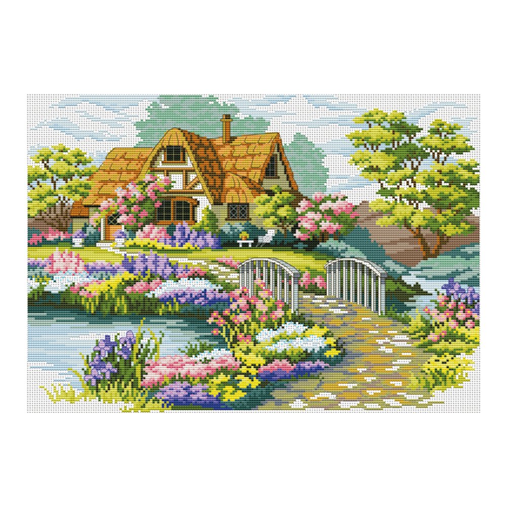 11ct Stamped Cross Stitch Beautiful Home Quilting Fabric 53*41cm 