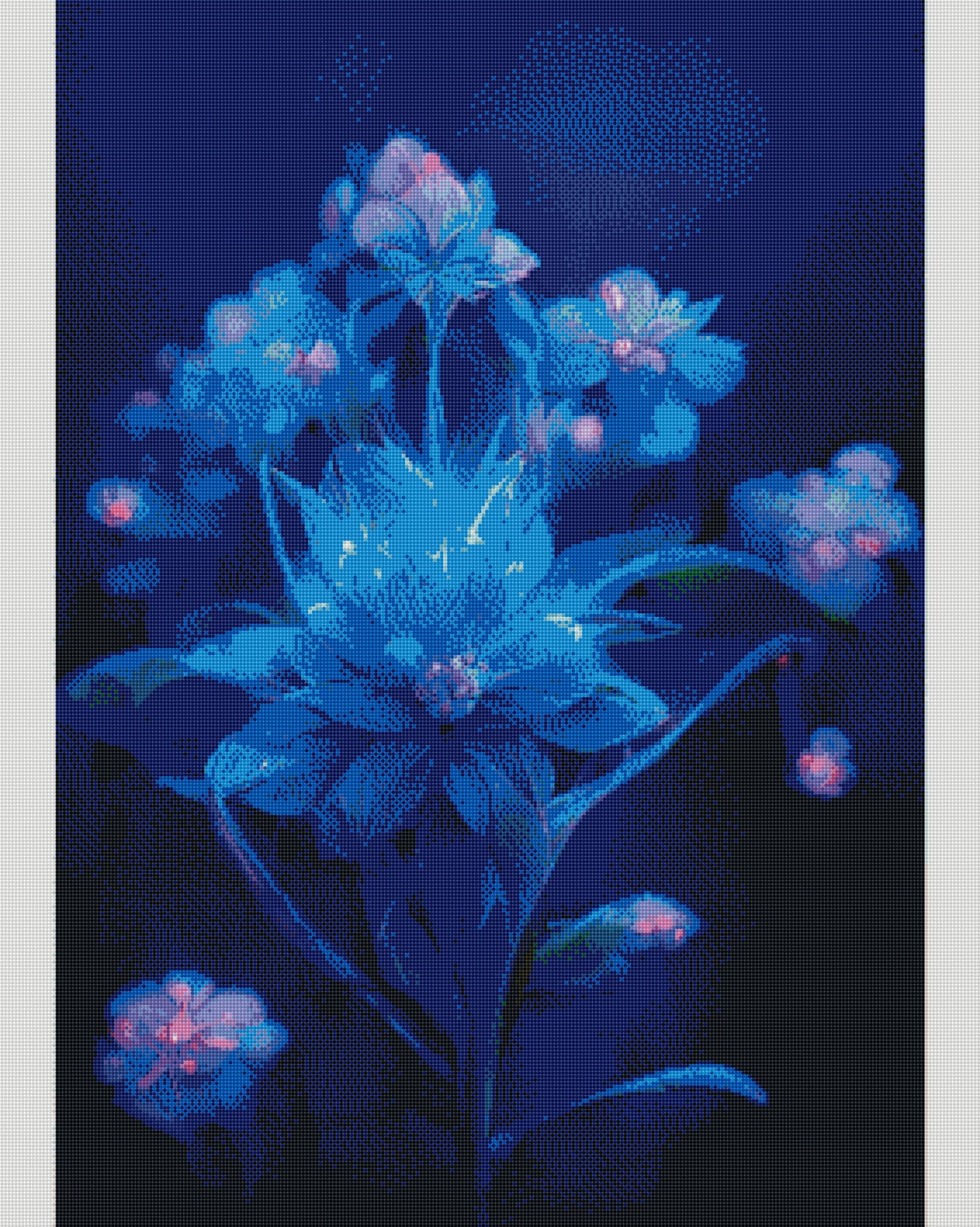 Kits completos de pintura de diamante redondo/quadrado | Flor Azul 40x70cm 50x80cm A